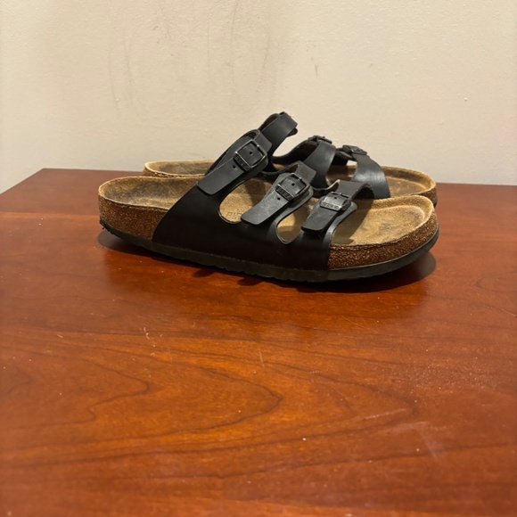 Birkenstock Florida Leather Slide Sandals in Black Size 40 Ladies 9-9.5 - Picture 5 of 10